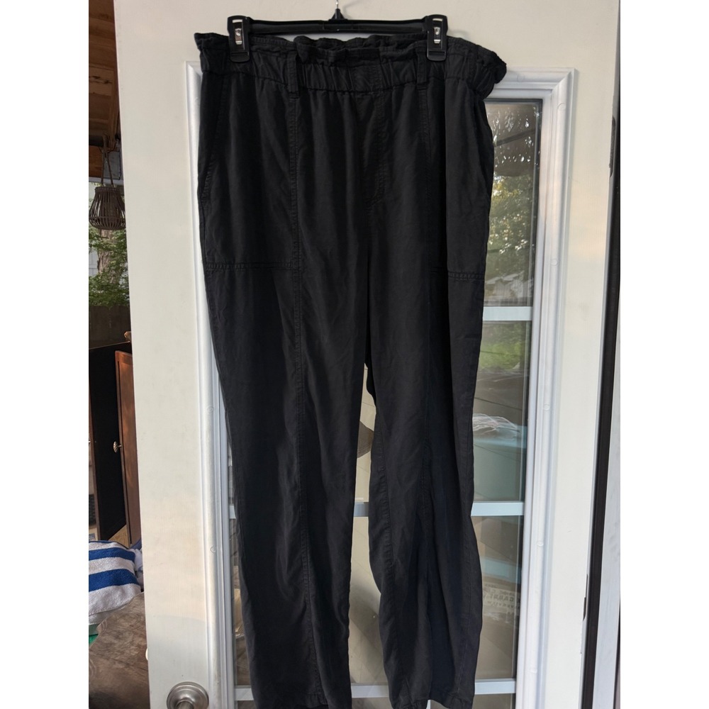 Social Standard by Sanctuary Melody Washed Black Paperbag Pants XL tencel